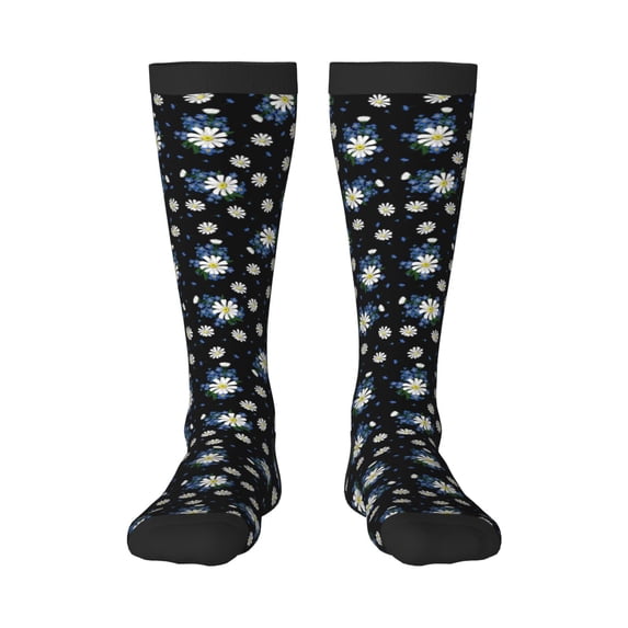Fotbe Daisies Flowers print Women's Men's Novelty Crew Socks Cotton Socks Knee High Socks for Walking,Running,Nurses,Pregnancy