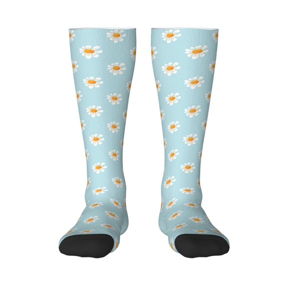 Fotbe Daisies Flowers print Women's Men's Novelty Crew Socks Cotton Socks Knee High Socks for Walking,Running,Nurses,Pregnancy