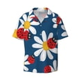 thumbnail image 1 of Fotbe Daisies With Ladybugs print Short Sleeve Button Down Shirts for Men Casual Summer Beach Wrinkle Free Shirt-Small, 1 of 7
