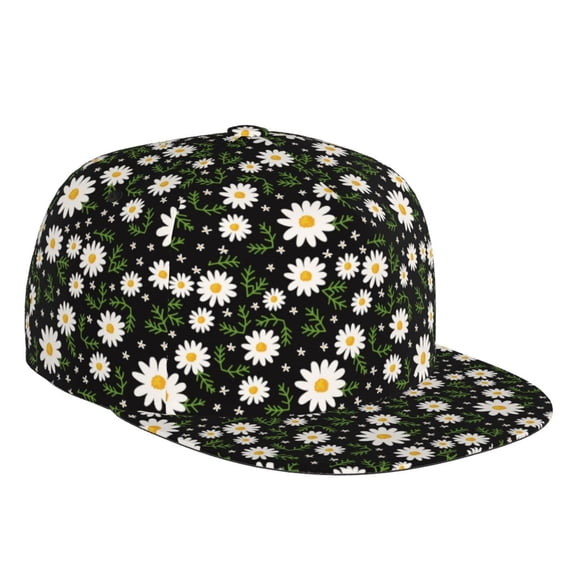 Fotbe Daisy Flat Bill Visor Cap Classic Snapback Hat Polyester Foam Trucker Hat Trucker Cap Adjustable Baseball Cap