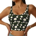 thumbnail image 1 of Fotbe Daisy Pattern Womens' Sports Bra Longline Wirefree Padded with Medium Support Sports Moisture-Wicking Workou Vest,Tank Top-Large, 1 of 9