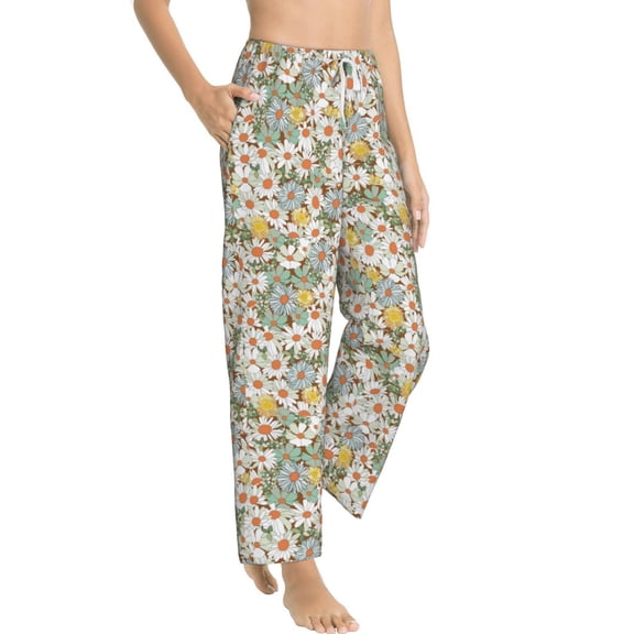Fotbe Daisy Women's Pajama Pants,Sleepwear Pants,Pj Bottoms Drawstring And Pockets-Medium