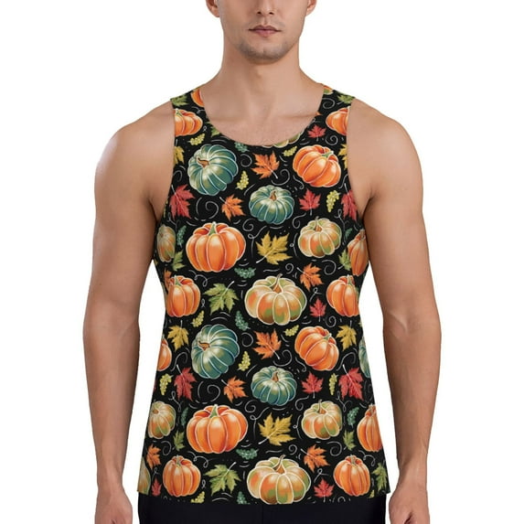 Fotbe Daisy maple leaf Pattern Men's Quick Dry Workout Tank Top Gym Muscle Tee Fitness Bodybuilding Sleeveless T Shirt Breathable Workout Shirt-Large