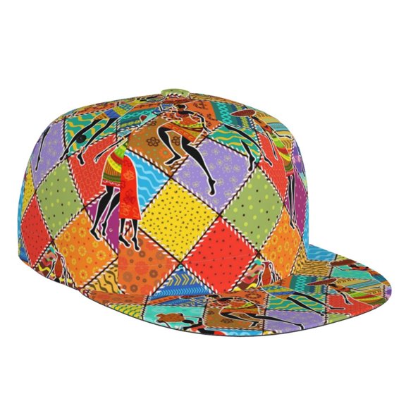 Fotbe Dancing African Womans Flat Bill Visor Cap Classic Snapback Hat Polyester Foam Trucker Hat Trucker Cap Adjustable Baseball Cap
