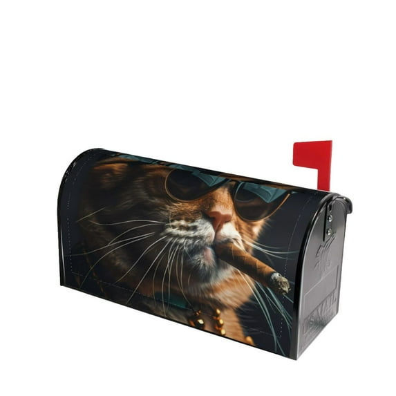 Fotbe Dapper Cat in Sunglasses Mailbox Covers Post Letter Box Cover Garden Decor Standard Size-25.5x21 in