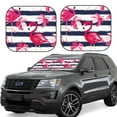 thumbnail image 1 of Fotbe Dark Blue Stripes and Pink Flamingos 2-Piece Car Windshield Sun Shade | Sun Blocker for Car Windshield | Foldable Automotive Interior Accessories for Sun Protection-Small, 1 of 7