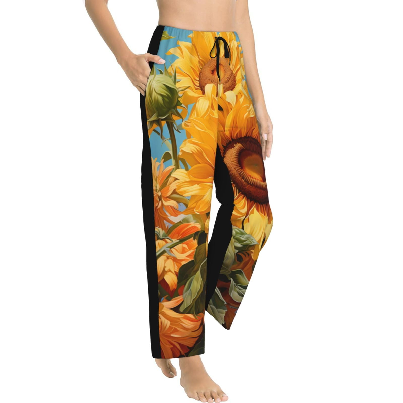 comfort fit cotton pants - blue sunflower yellow main image 1