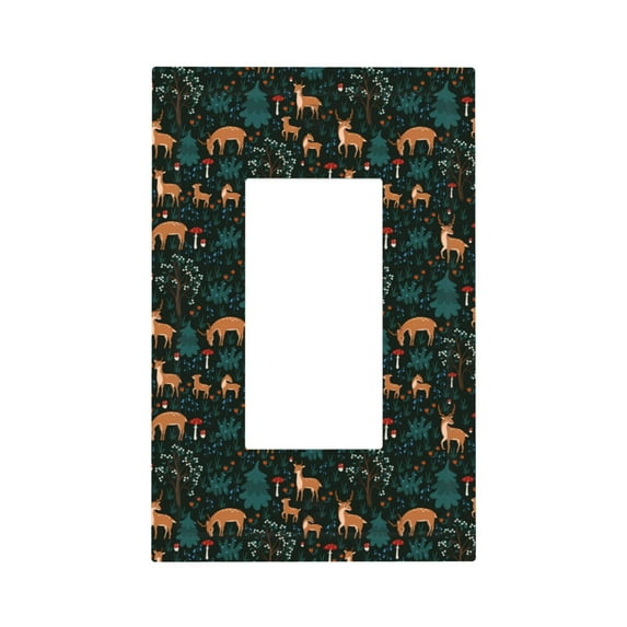 Fotbe Deers In The Forest Print Duplex Receptacle Wall Plate, 1-Gang 5.0" x3.0" Wall Outlet Covers, Dual Outlet Faceplates Covers, Color-matched Screws Included-Style U