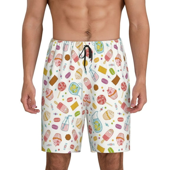 Fotbe Dessert Pajama Shorts for Men, Men's Pajama Bottoms, Sleepwear,Short Pajama Pants-Large