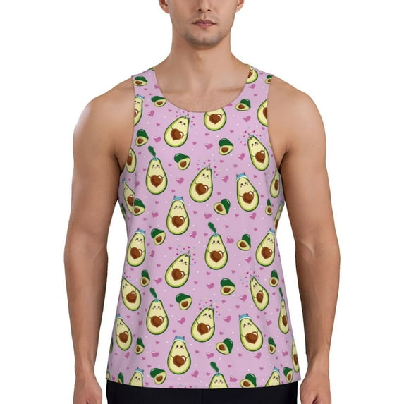 Fotbe Different Avocados Pattern Men's Quick Dry Workout Tank Top Gym Muscle Tee Fitness Bodybuilding Sleeveless T Shirt Breathable Workout Shirt-Medium