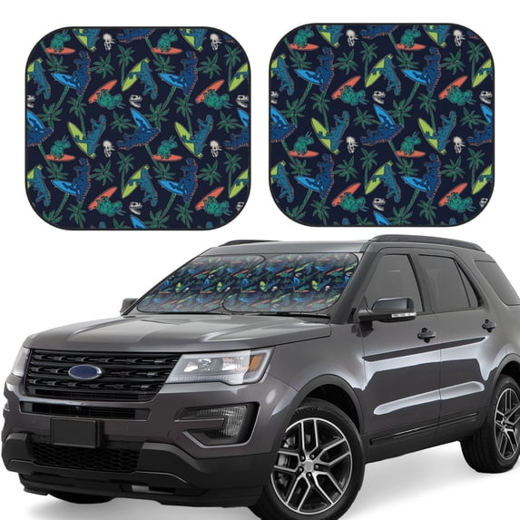 Fotbe Dinosaur 2-Piece Car Windshield Sun Shade | Sun Blocker for Car Windshield | Foldable Automotive Interior Accessories for Sun Protection-Large