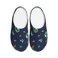 thumbnail image 1 of Fotbe Dinosaur Astronaut Pattern Women's Fuzzy Curly Fur Memory Foam Loafer Slippers Indoor Outdoor Slippers Winter Home Shoes-40/41, 1 of 7