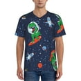 thumbnail image 1 of Fotbe Dinosaur Astronaut Space Surfing Baseball Jersey Shirt for Men and Women, Casual Short Sleeves Button Down T-Shirt-XX-Large, 1 of 9