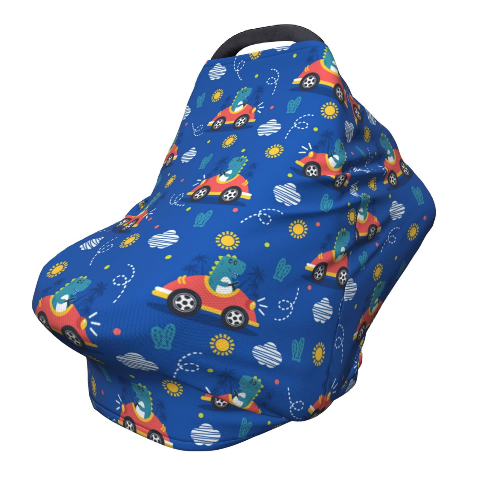 Fotbe Dinosaur Driving Pattern Car Seat Covers for Babies, Nursing Breastfeeding Cover Infant Carseat Canopy, Soft Stretchy Carrier Cover