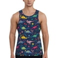 thumbnail image 1 of Fotbe Dinosaur Flowers Pattern Men's Quick Dry Workout Tank Top Gym Muscle Tee Fitness Bodybuilding Sleeveless T Shirt Breathable Workout Shirt-Small, 1 of 9