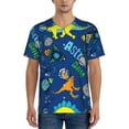 thumbnail image 1 of Fotbe Dinosaur In Space Baseball Jersey Shirt for Men and Women, Casual Short Sleeves Button Down T-Shirt-XX-Large, 1 of 9