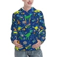 thumbnail image 1 of Fotbe Dinosaur In Space Pattern Womens Long Sleeve Hoodie, Pullover Hooded Sweatshirt, Kangaroo Pocket Hoodie with Eye-catching Drawstrings-XX-Large, 1 of 7