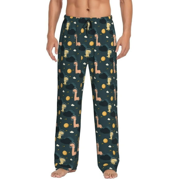 Fotbe Dinosaur In The Space Men's Pajama Pants,Sleepwear Pants,Pj Bottoms Drawstring And Pockets-Small
