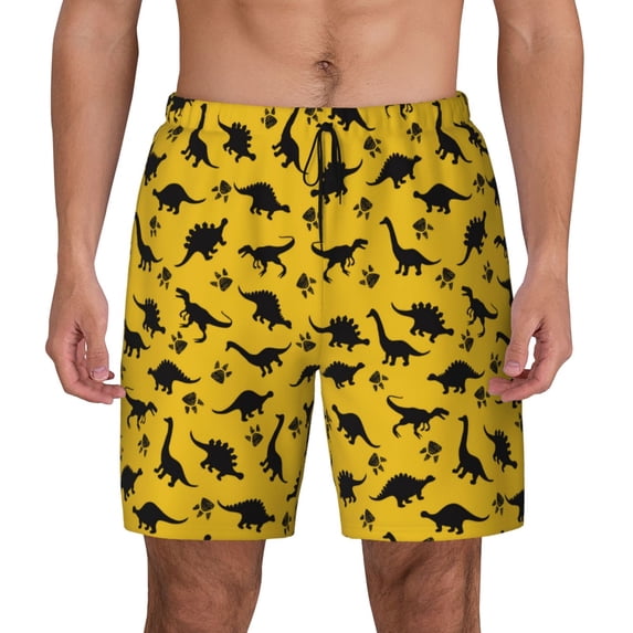 Fotbe Dinosaur Men’s Swim Trunks Quick Dry Swim Shorts Board Shorts with Mesh Lining-Small