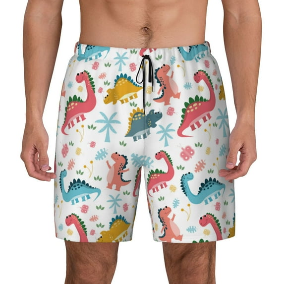 Fotbe Dinosaur Men’s Swim Trunks Quick Dry Swim Shorts Board Shorts with Mesh Lining-XX-Large