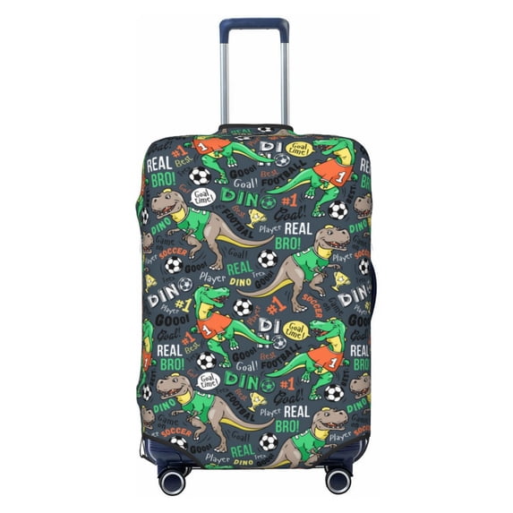 Fotbe Dinosaur Plays Soccer Luggage Cover Protector,Suitcase Protector,Scratch and Dirt Resistant,Fits 18-32 Inch Luggage-Large