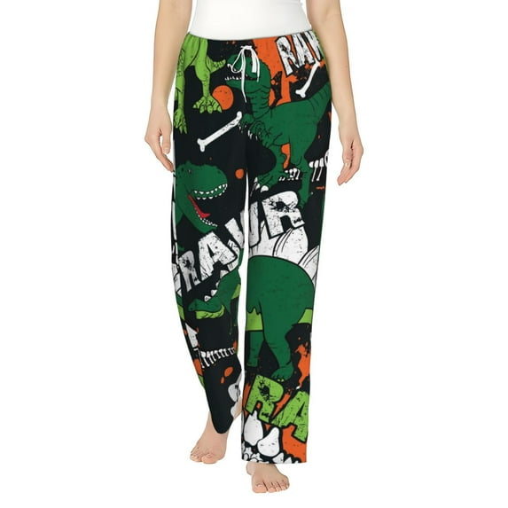 Fotbe Dinosaur Skeleton Women's Pajama Pants,Sleepwear Pants,Pj Bottoms Drawstring And Pockets-X-Large