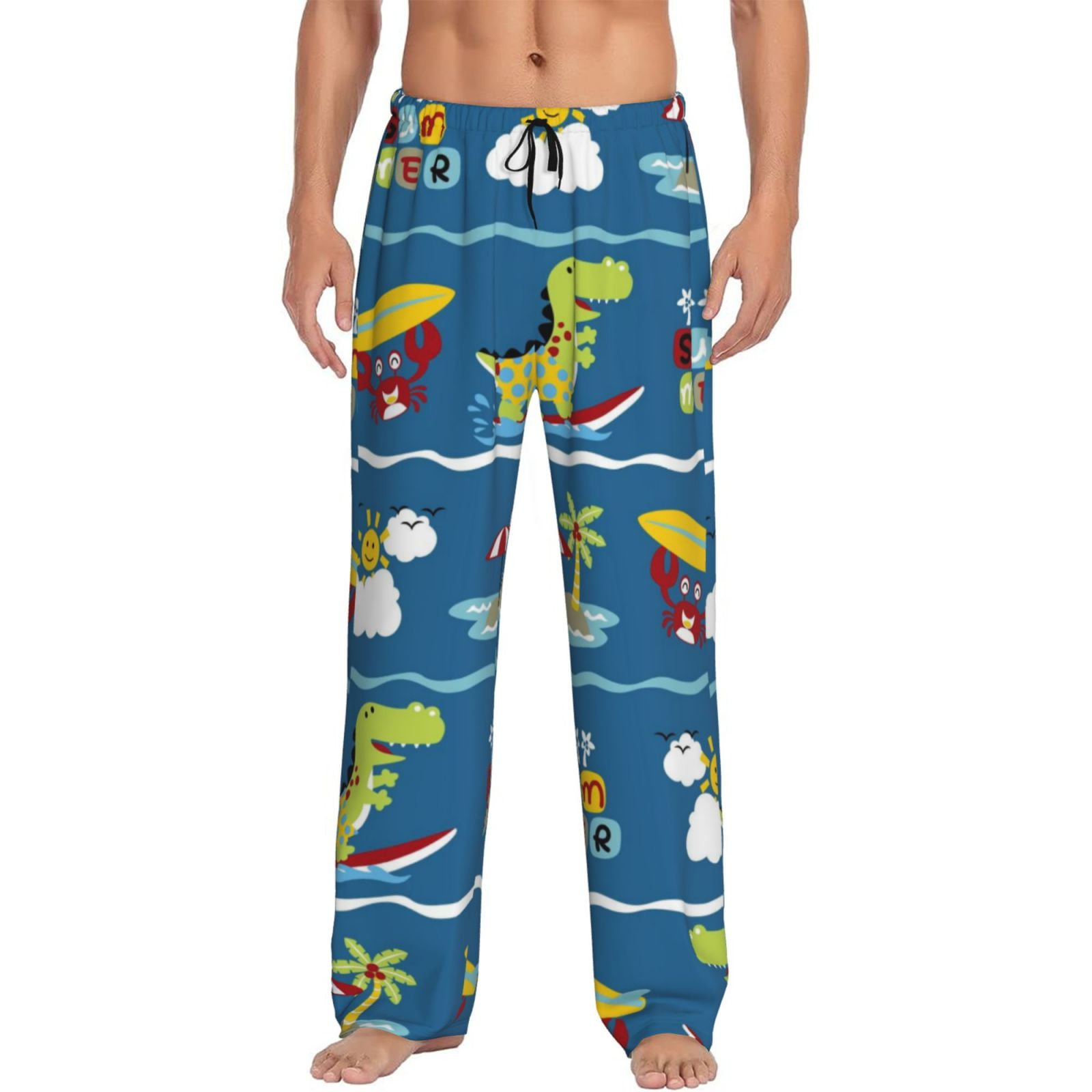 Fotbe Dinosaur on the Beach Vacation Men s Pajama Pants Sleepwear Pants Pj Bottoms Drawstring And Pockets Medium Walmart