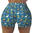 thumbnail image 1 of Fotbe Dinosaur on the Beach Vacation Seamless Shorts, Womens Workout Shorts High Waist Stretch Booty Short for Gym/Yoga/Running/Biking-Large, 1 of 9