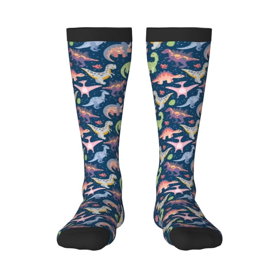 Fotbe Dinosaur print Women's Men's Novelty Crew Socks Cotton Socks Knee High Socks for Walking,Running,Nurses,Pregnancy
