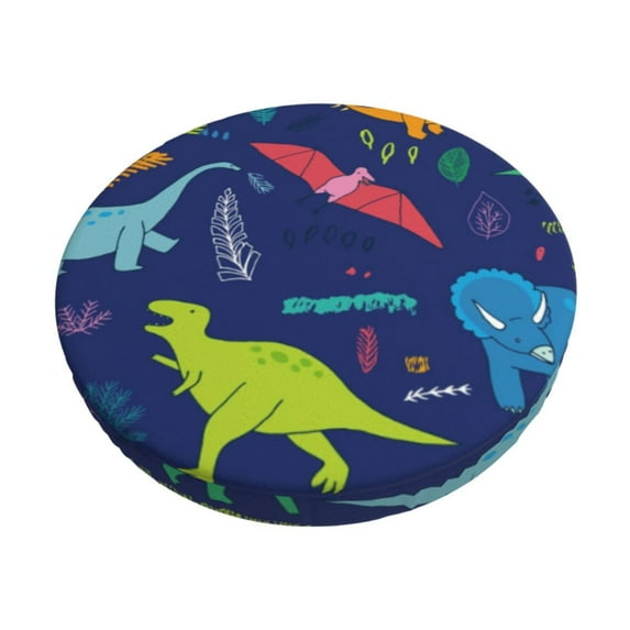 Fotbe Dinosaurs Stool Covers Round,Waterproof Round Bar Stool Covers Bar Chair Covers Washable Stool Cushion Slipcover for 12-14 Inch Chair-12 inch