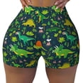 thumbnail image 1 of Fotbe Dinosaurs and Tropical Leaves and Flowers Seamless Shorts, Womens Workout Shorts High Waist Stretch Booty Short for Gym/Yoga/Running/Biking-Small, 1 of 9