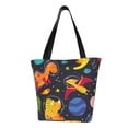 thumbnail image 1 of Fotbe Dinosaurs in Space Pattern Beach Tote,Shoulder Handbag,Spacious Tote Bag,Lightweight Travel Bag,Versatile Shopping Bag, 1 of 9