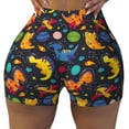 thumbnail image 1 of Fotbe Dinosaurs in Space Seamless Shorts, Womens Workout Shorts High Waist Stretch Booty Short for Gym/Yoga/Running/Biking-Large, 1 of 9