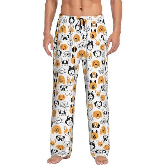 Fotbe Dog Faces Men's Pajama Pants,Sleepwear Pants,Pj Bottoms Drawstring And Pockets-Large