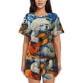 thumbnail image 1 of Fotbe Dog Guitar Starry Night Print Pajama Set for Women 2 Piece Loungewear Short Sleeve Tops and Shorts Set Soft Sleepwear-3X-Large, 1 of 7