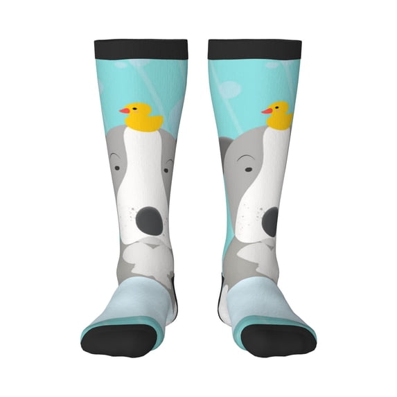 Fotbe Dog In Bathtub print Women's Men's Novelty Crew Socks Cotton Socks Knee High Socks for Walking,Running,Nurses,Pregnancy