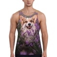 thumbnail image 1 of Fotbe Dog in Lavender Flowers Pattern Men's Quick Dry Workout Tank Top Gym Muscle Tee Fitness Bodybuilding Sleeveless T Shirt Breathable Workout Shirt-XX-Large, 1 of 9
