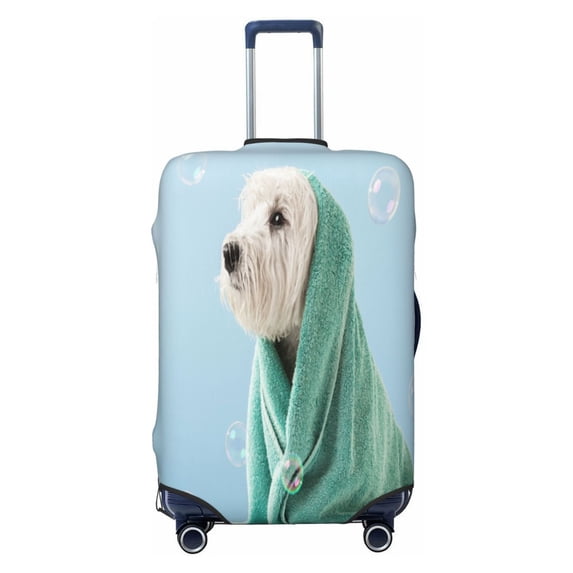 Fotbe Dog Wrapped in Towel Luggage Cover Protector,Suitcase Protector,Scratch and Dirt Resistant,Fits 18-32 Inch Luggage-X-Large