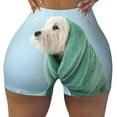 thumbnail image 1 of Fotbe Dog Wrapped in Towel Seamless Shorts, Womens Workout Shorts High Waist Stretch Booty Short for Gym/Yoga/Running/Biking-X-Large, 1 of 9