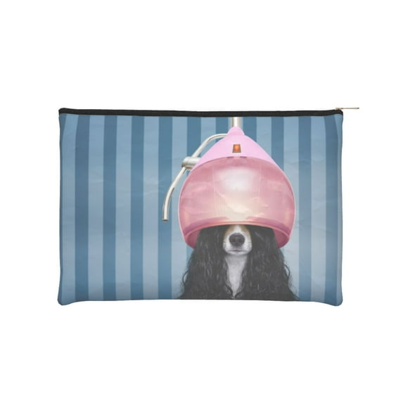 Fotbe Dog in Hairdresser Reusable Cosmetic Bag Makeup Bag for Women Large Travel Cosmetic Pouch Girls' Make Up Organizer