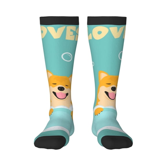 Fotbe Dogs Loves Bath print Women's Men's Novelty Crew Socks Cotton Socks Knee High Socks for Walking,Running,Nurses,Pregnancy