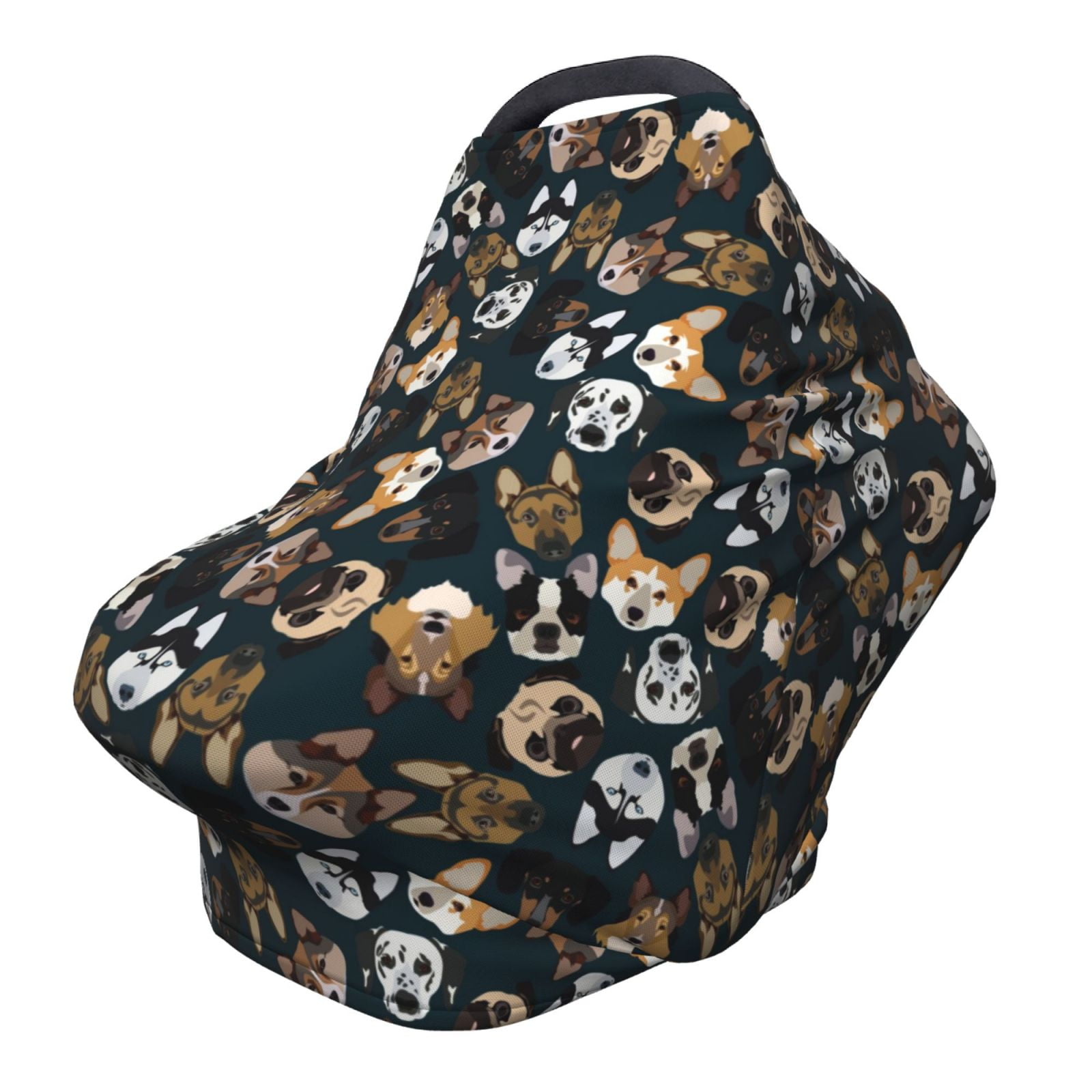 Fotbe Dogs Pattern Car Seat Covers for Babies, Nursing Breastfeeding Cover Carseat Canopy, Soft Stretchy Carrier Cover