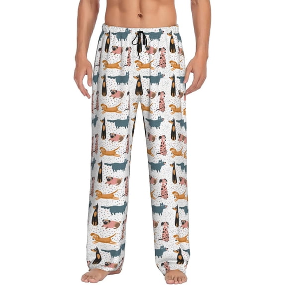 Fotbe Dogs Pug Men's Pajama Pants,Sleepwear Pants,Pj Bottoms Drawstring And Pockets-Small