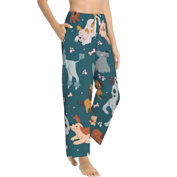 Fotbe Dogs Women's Pajama Pants,Sleepwear Pants,Pj Bottoms Drawstring And Pockets-Medium