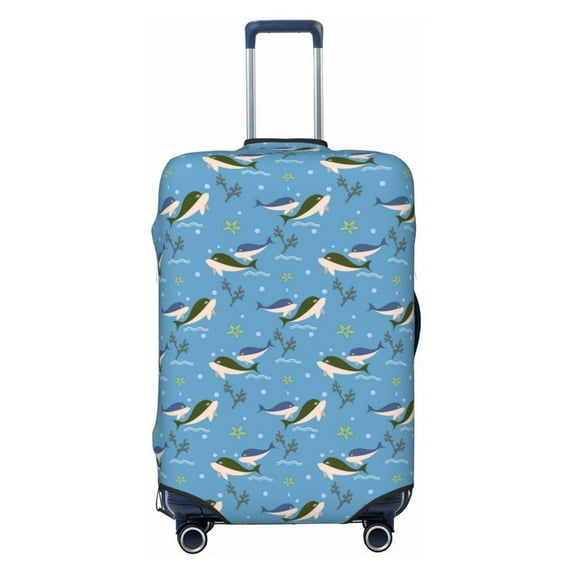 Fotbe Dolphin Lovers Luggage Cover Protector,Suitcase Protector,Scratch and Dirt Resistant,Fits 18-32 Inch Luggage-Small