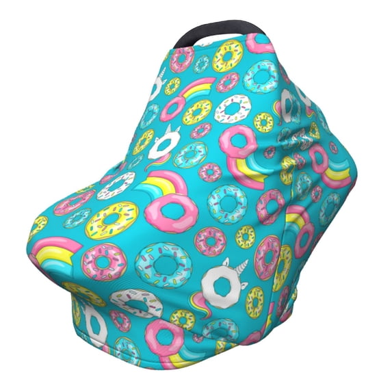 Fotbe Donut Pattern Car Seat Covers for Babies, Nursing Breastfeeding Cover Infant Carseat Canopy, Soft Stretchy Carrier Cover