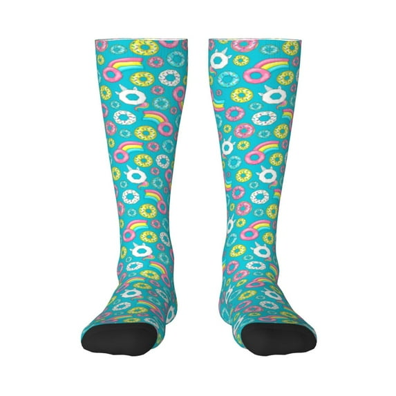 Fotbe Donut print Women's Men's Novelty Crew Socks Cotton Socks Knee High Socks for Walking,Running,Nurses,Pregnancy