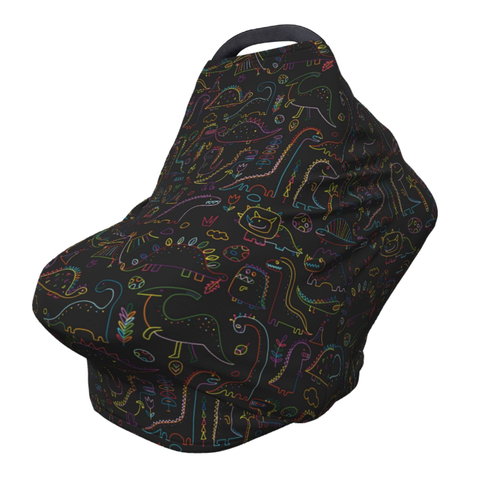 Fotbe Doodle Dinosaur Pattern Car Seat Covers for Babies, Nursing Breastfeeding Cover Infant Carseat Canopy, Soft Stretchy Carrier Cover