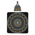 Fotbe Dot Mandala Printed Baby Swaddle Blanket and Headband Set