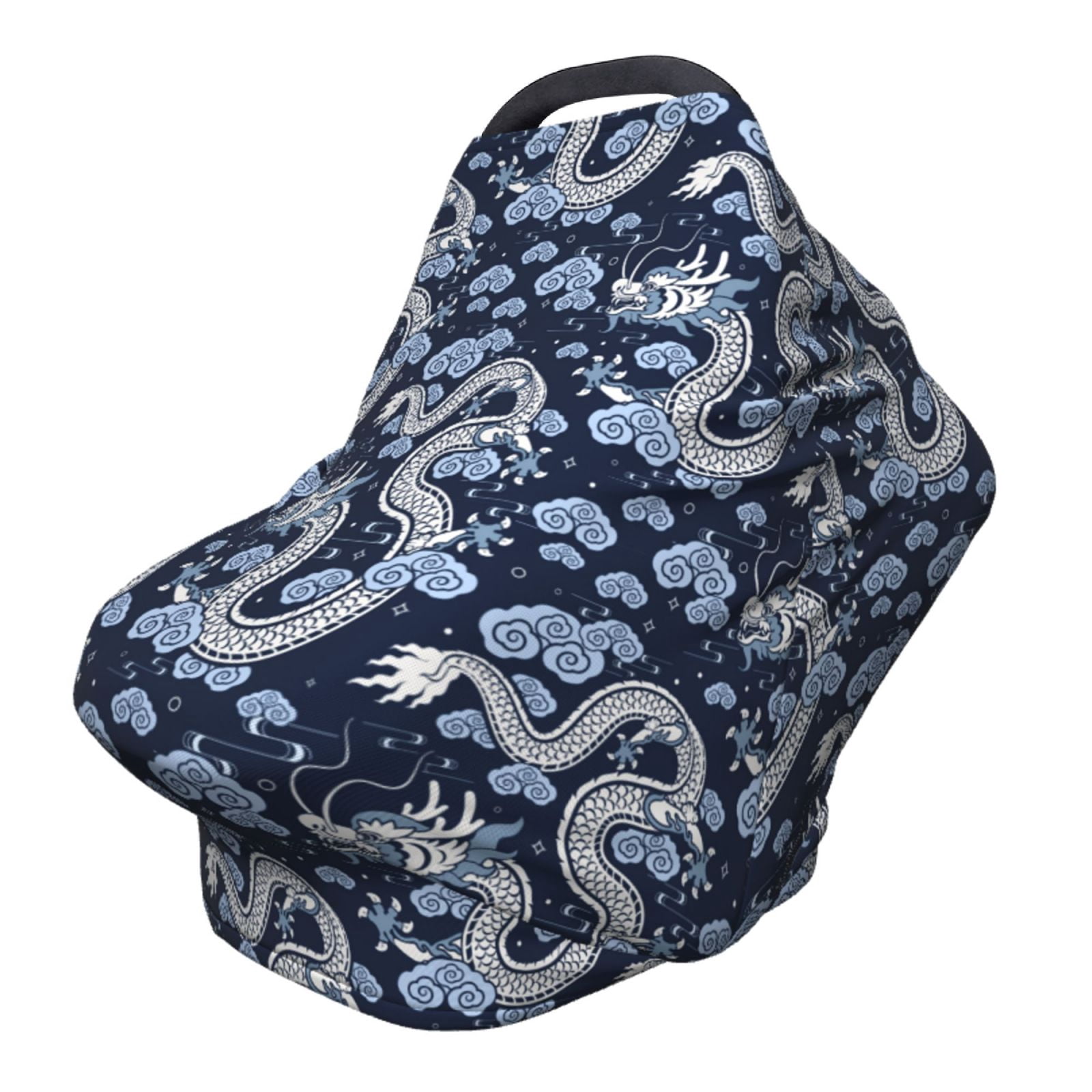 Fotbe Dragon Pattern Car Seat Covers for Babies, Nursing Breastfeeding Cover Carseat Canopy, Soft Stretchy Carrier Cover